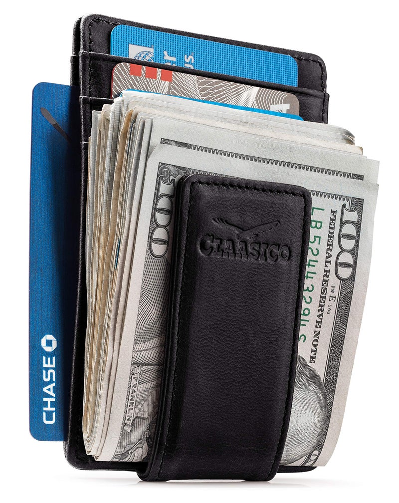 Claasicoâ„¢ Money Clip Leather Wallet For Men Slim Front Pocket RFID Blocking with Super Strong Magnetic - Image 1